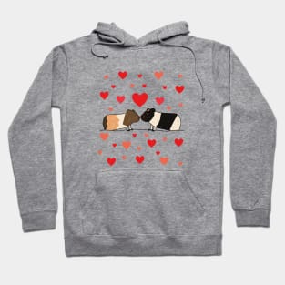 Two Kissing Guinea Pigs with Hearts Hoodie